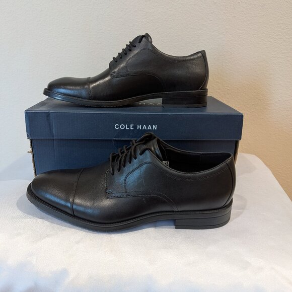 New Men's COLE HAAN CAP OXFORD Black 8 - Picture 1 of 4